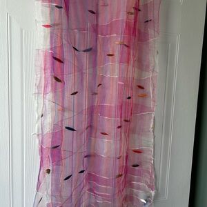 Pink and White Sheer Scarf